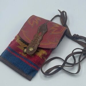 Artisan Red and Blue Crossbody Bag